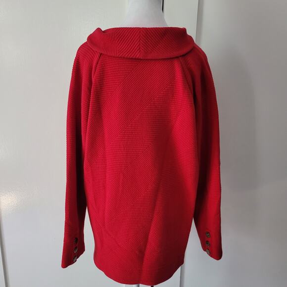 Soft Surroundings Size L Red Textured Pullover Sweater Minimalist Comfy Fit - Picture 3 of 9